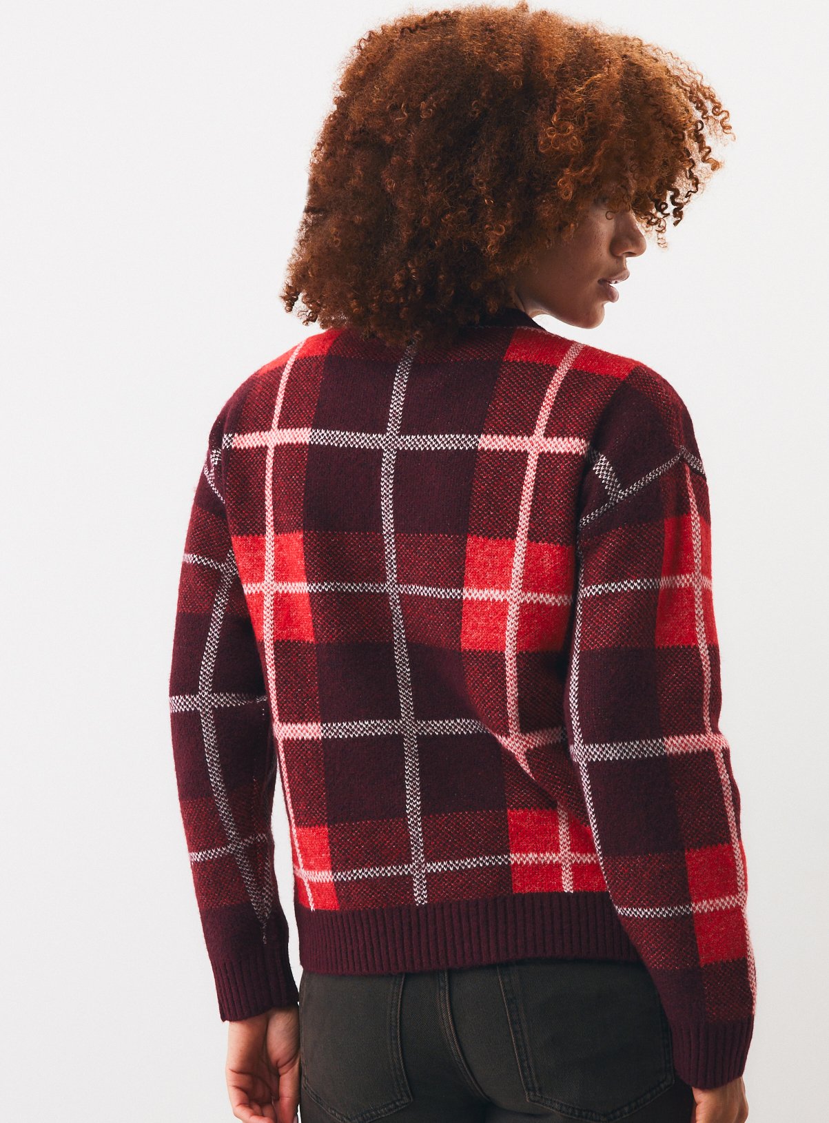 Family Matching Women's Red Tartan Merry Slogan Jumper L - Image 4 thumbnail